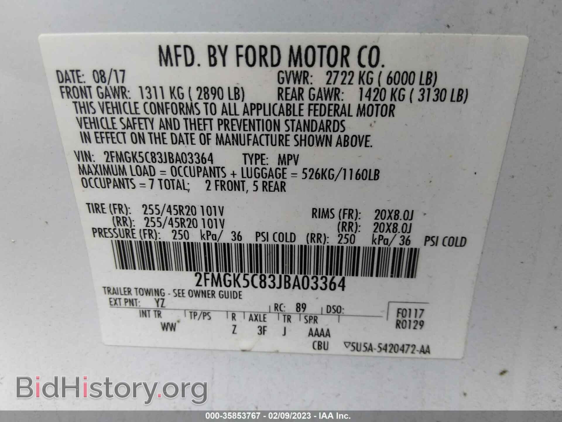 2018 FORD FLEX - VIN: 2FMGK5C83JBA03364 - Photo 9