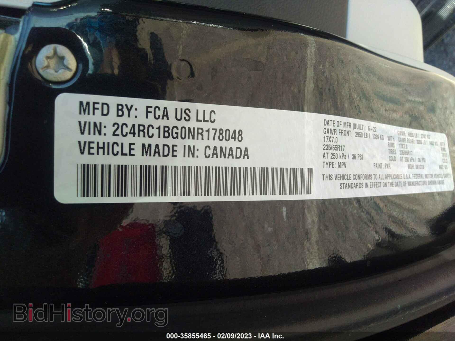 2022 CHRYSLER PACIFICA - VIN: 2C4RC1BG0NR178048 - Фото 9