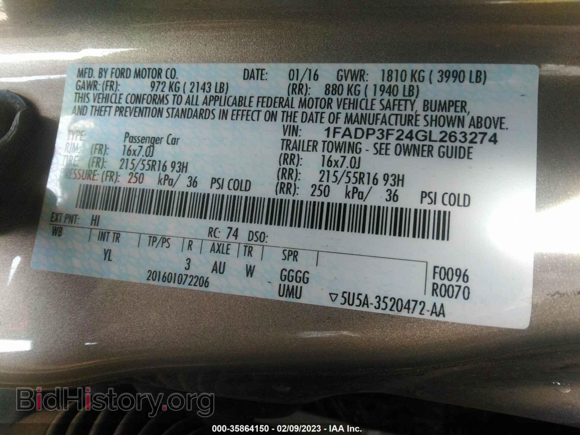 2016 FORD FOCUS - VIN: 1FADP3F24GL263274 - Фото 9