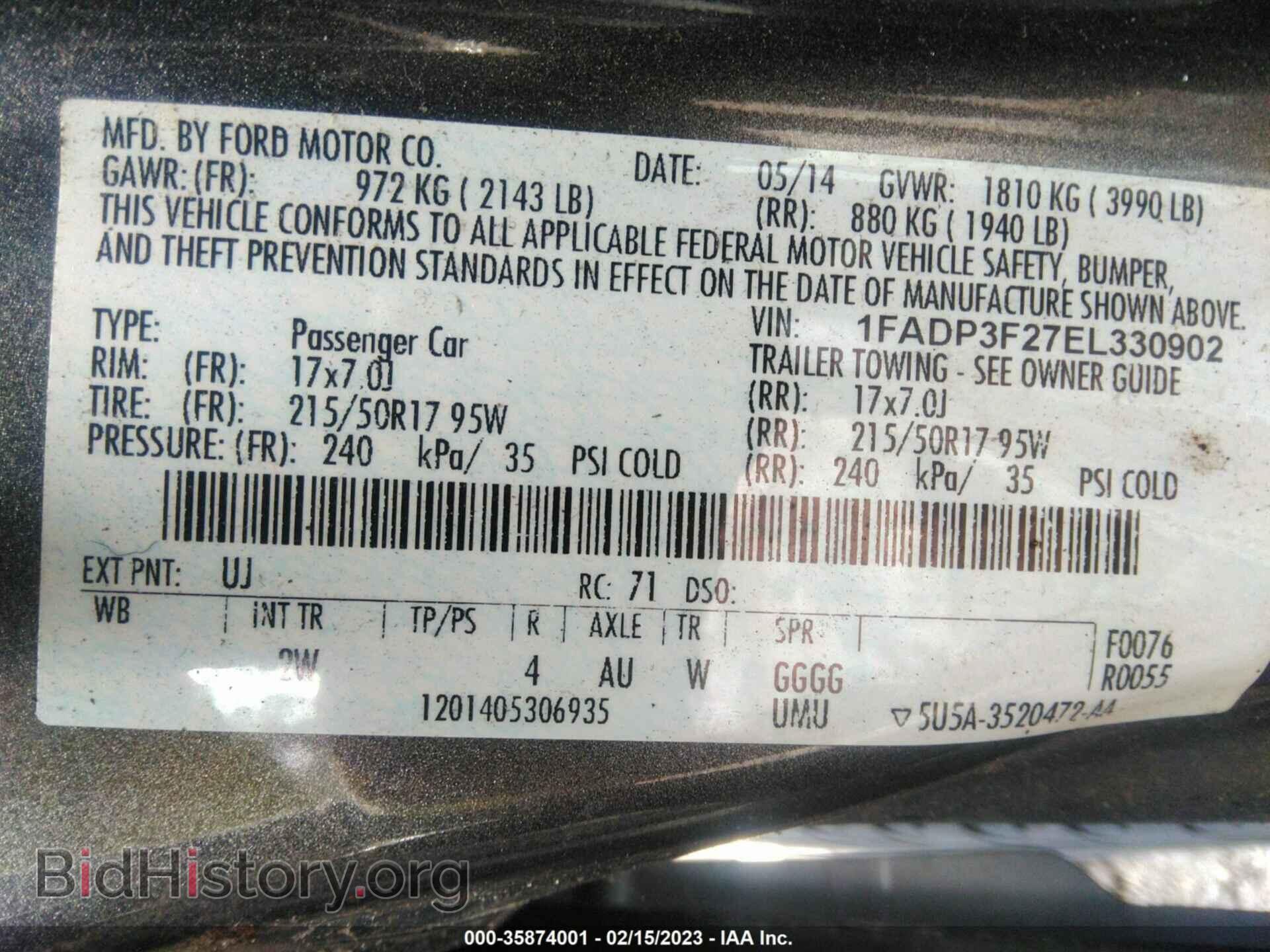 2014 FORD FOCUS - VIN: 1FADP3F27EL330902 - Фото 9