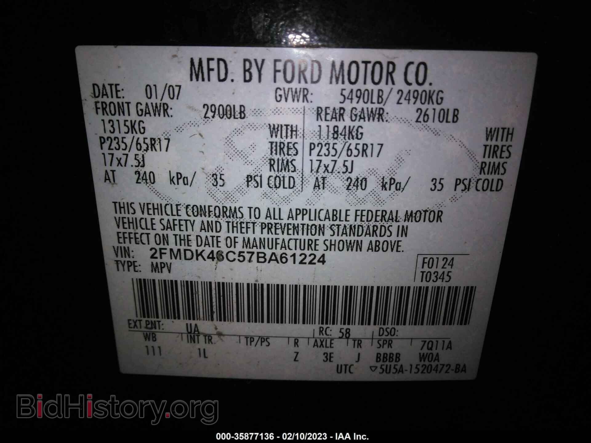 2007 FORD EDGE - VIN: 2FMDK46C57BA61224 - Фото 9