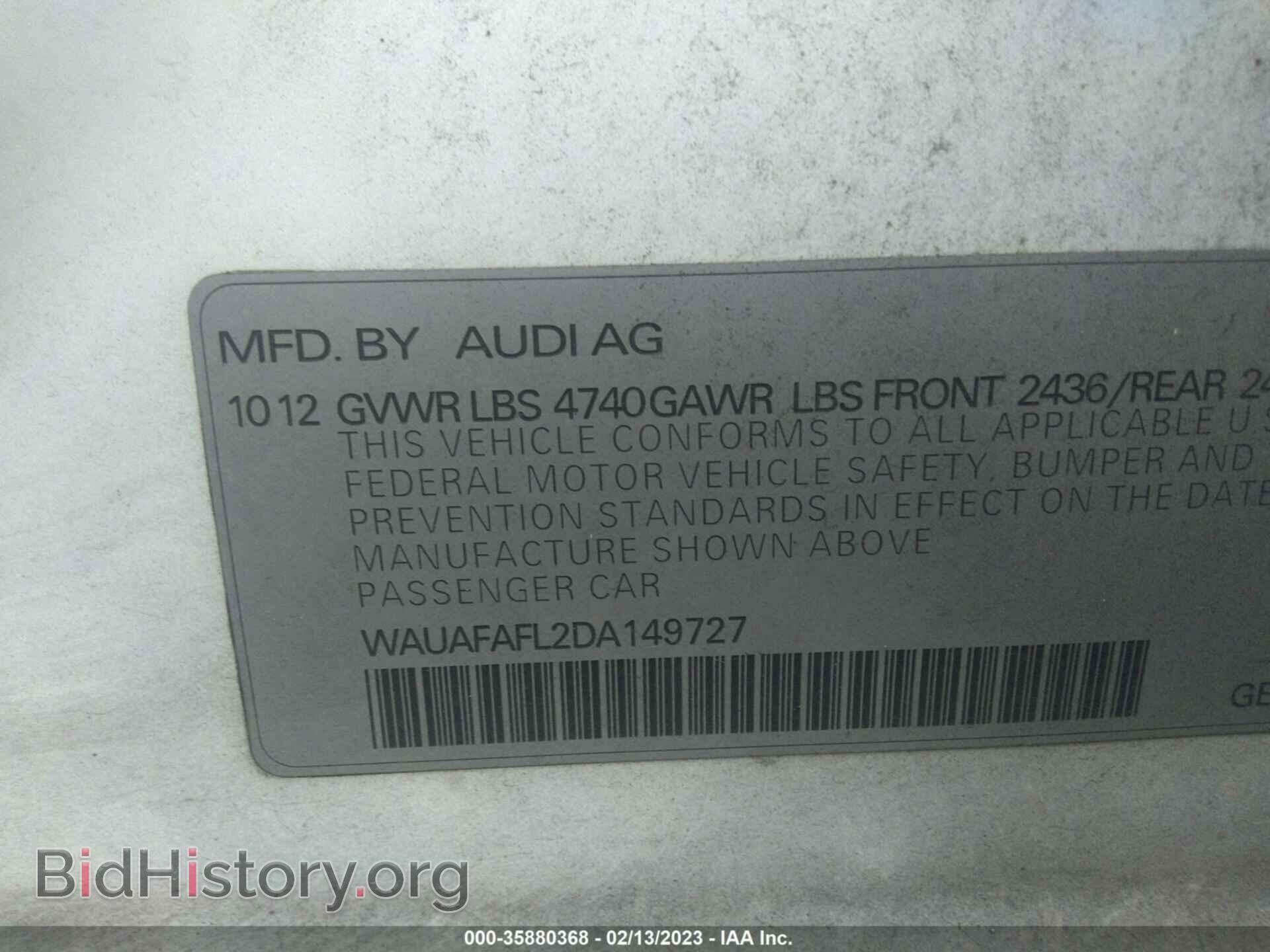 2013 AUDI A4 - VIN: WAUAFAFL2DA149727 - Photo 9