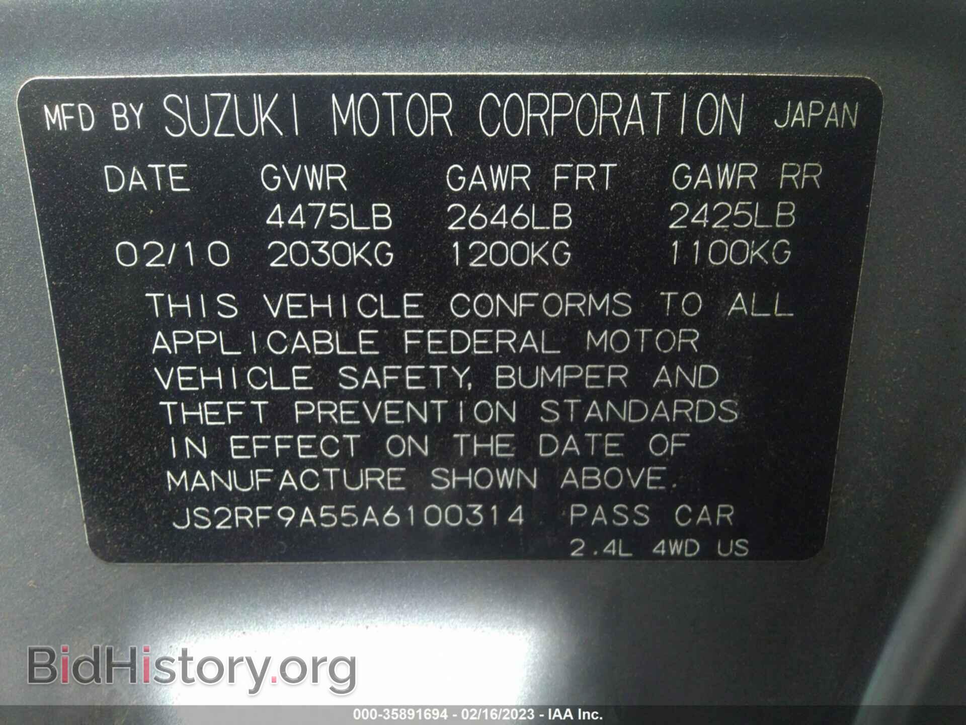 2010 SUZUKI KIZASHI - VIN: JS2RF9A55A6100314 - Photo 9
