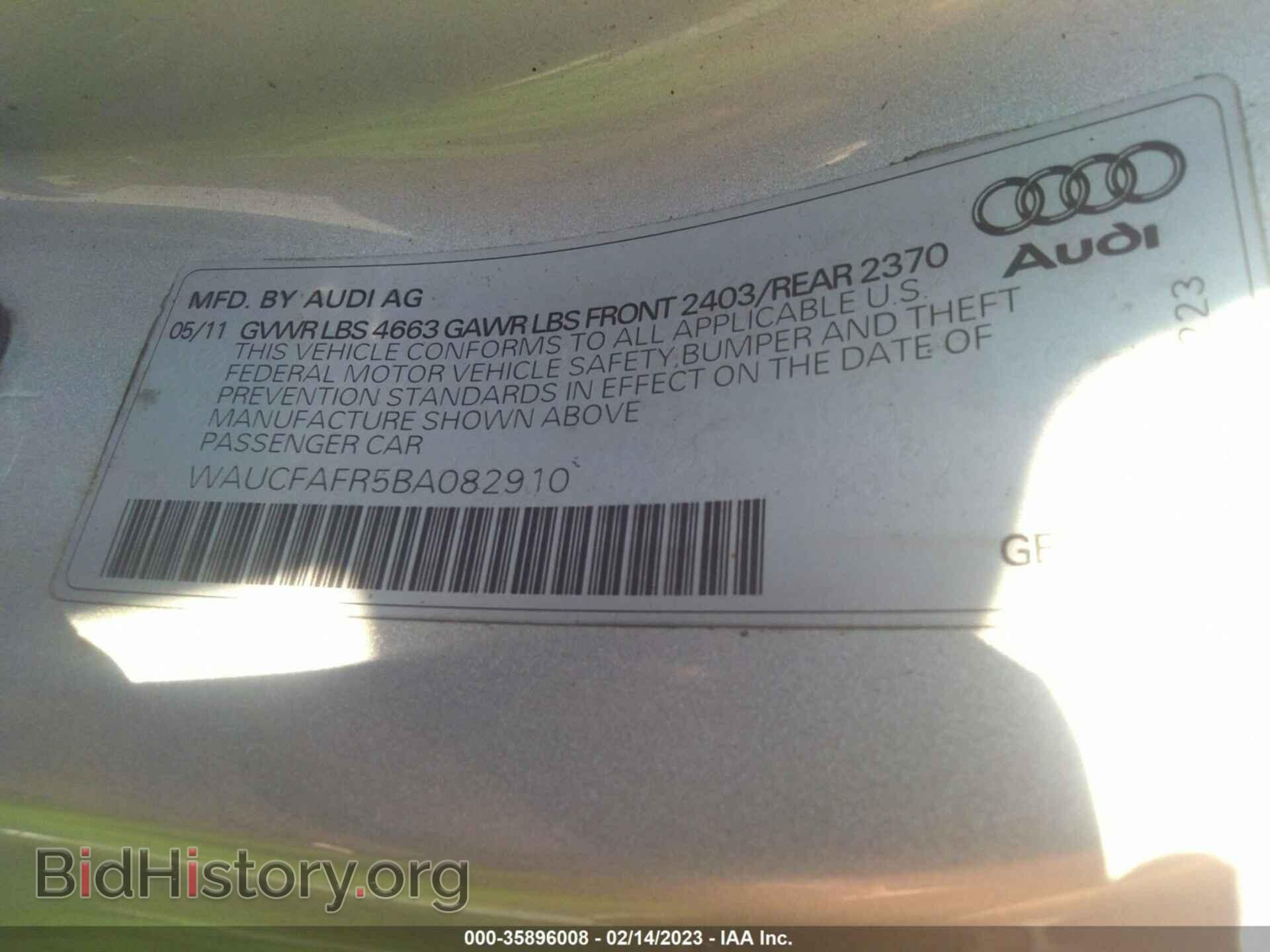 2011 AUDI A5 - VIN: WAUCFAFR5BA082910 - Photo 9