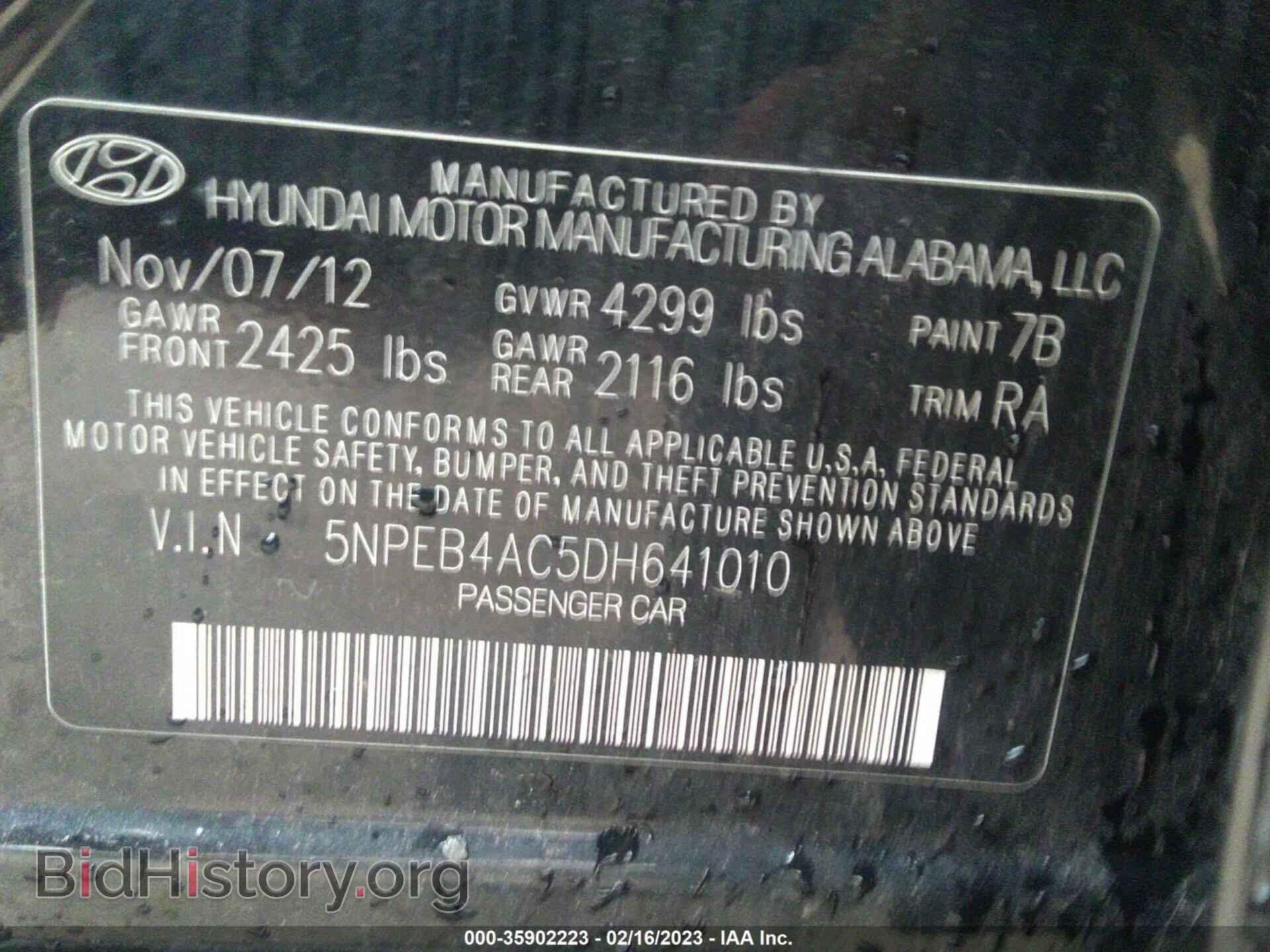 2013 HYUNDAI SONATA - VIN: 5NPEB4AC5DH641010 - Фото 9