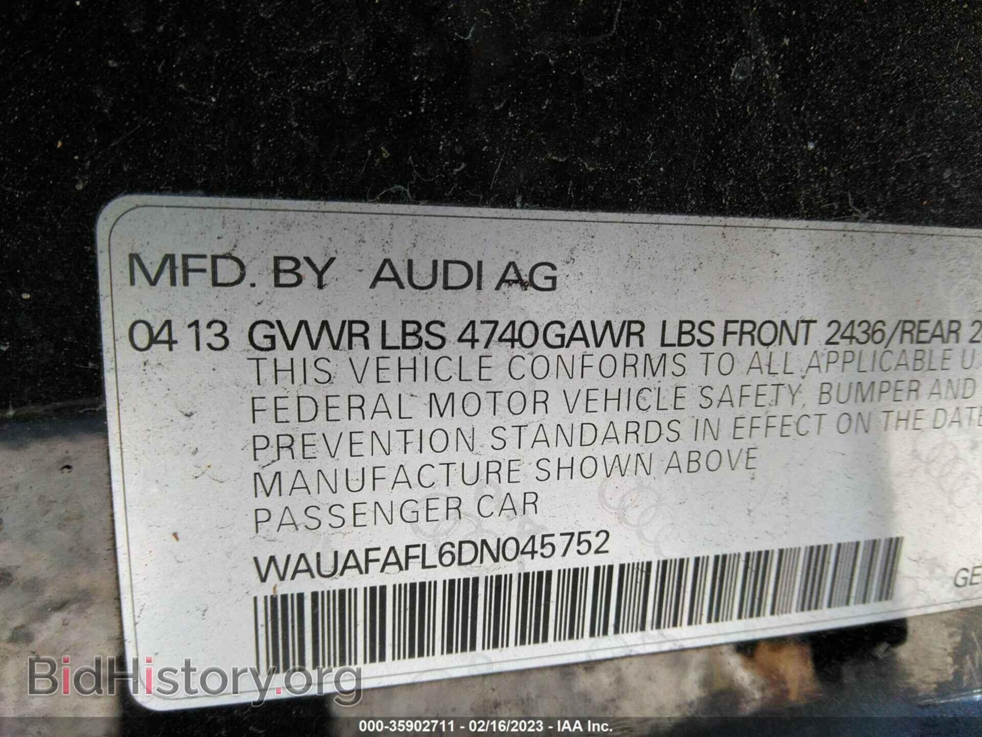 2013 AUDI A4 - VIN: WAUAFAFL6DN045752 - Фото 9