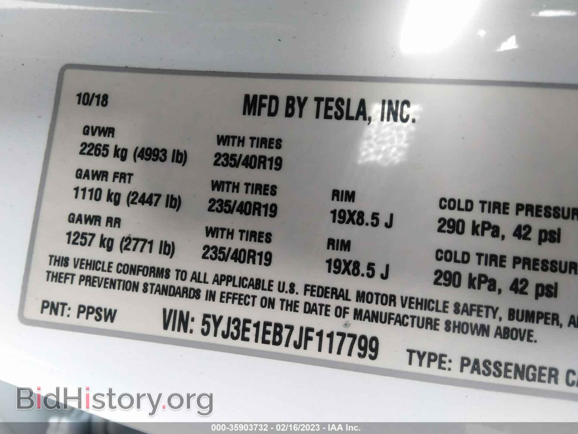 2018 TESLA MODEL 3 - VIN: 5YJ3E1EB7JF117799 - Фото 9