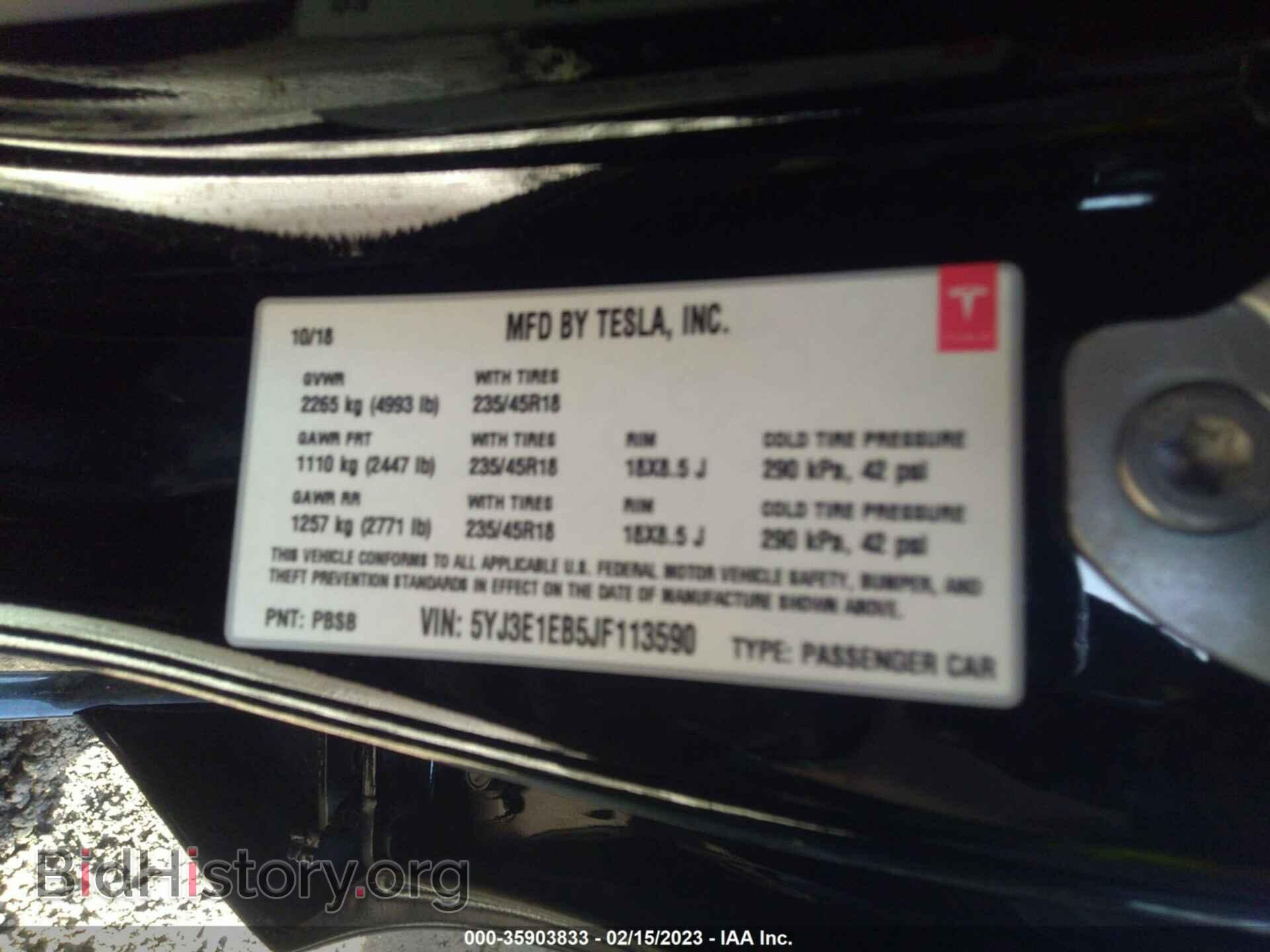 2018 TESLA MODEL 3 - VIN: 5YJ3E1EB5JF113590 - Photo 9
