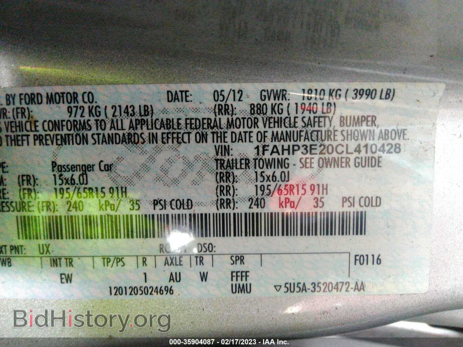 2012 FORD FOCUS - VIN: 1FAHP3E20CL410428 - Фото 9