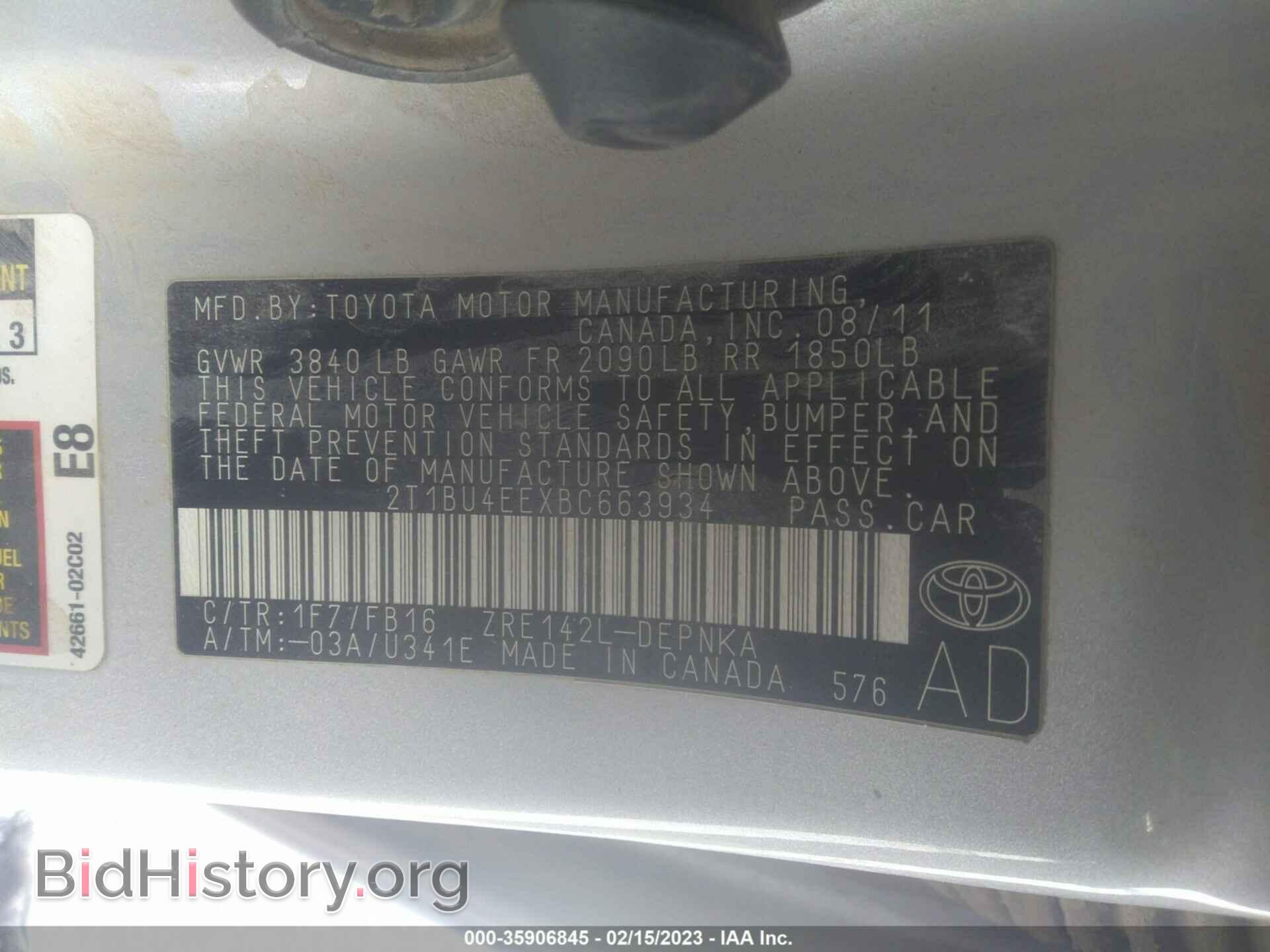 2011 TOYOTA COROLLA - VIN: 2T1BU4EEXBC663934 - Фото 9