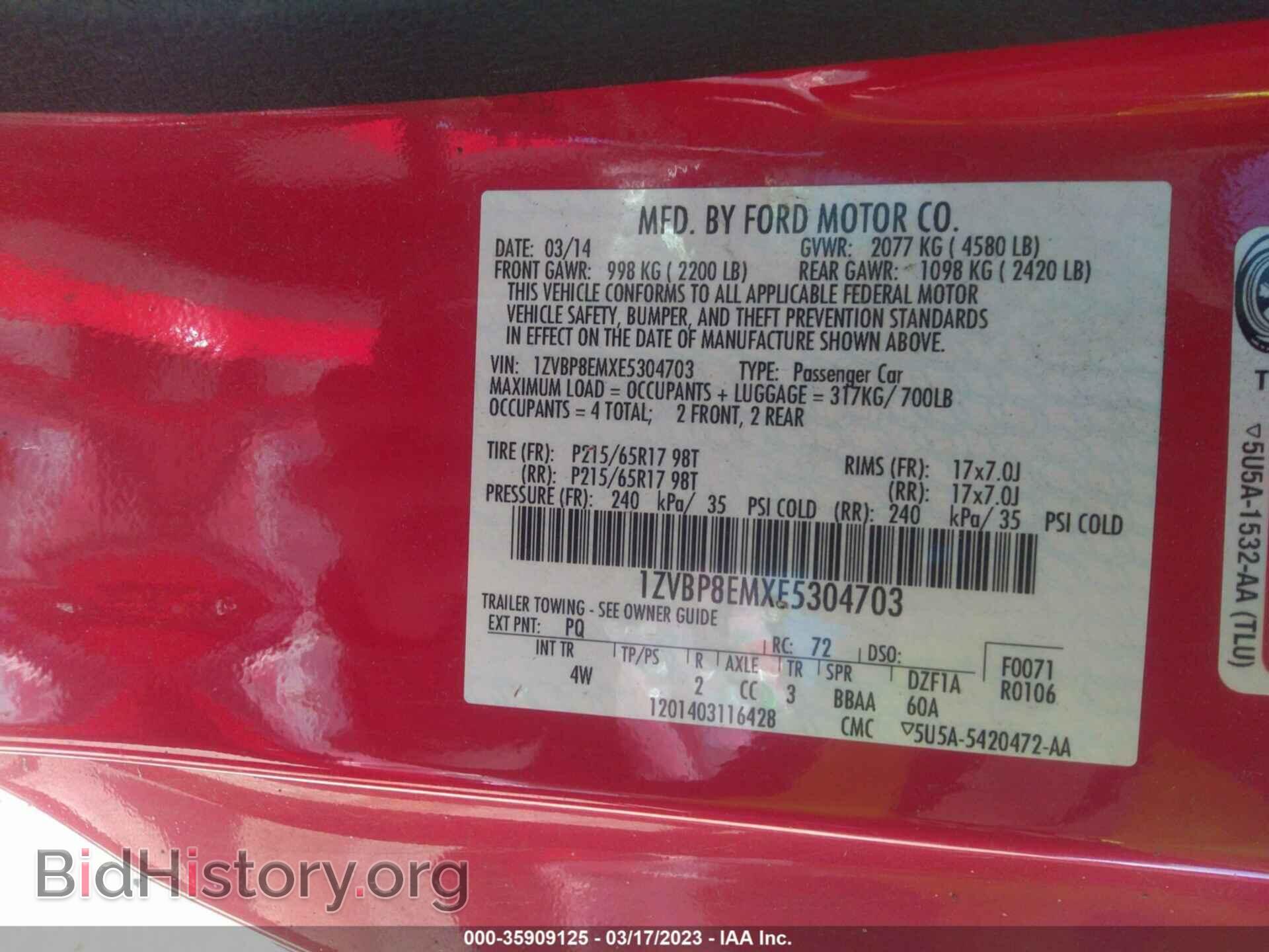 2014 FORD MUSTANG - VIN: 1ZVBP8EMXE5304703 - Фото 9