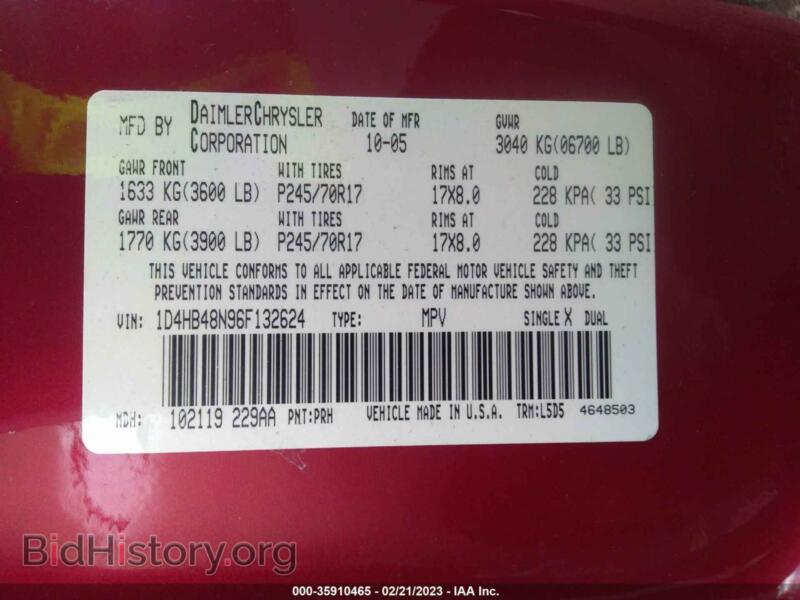 2006 Dodge DURANGO (VIN 1D4HB48N96F132624) — photo 9 of 11