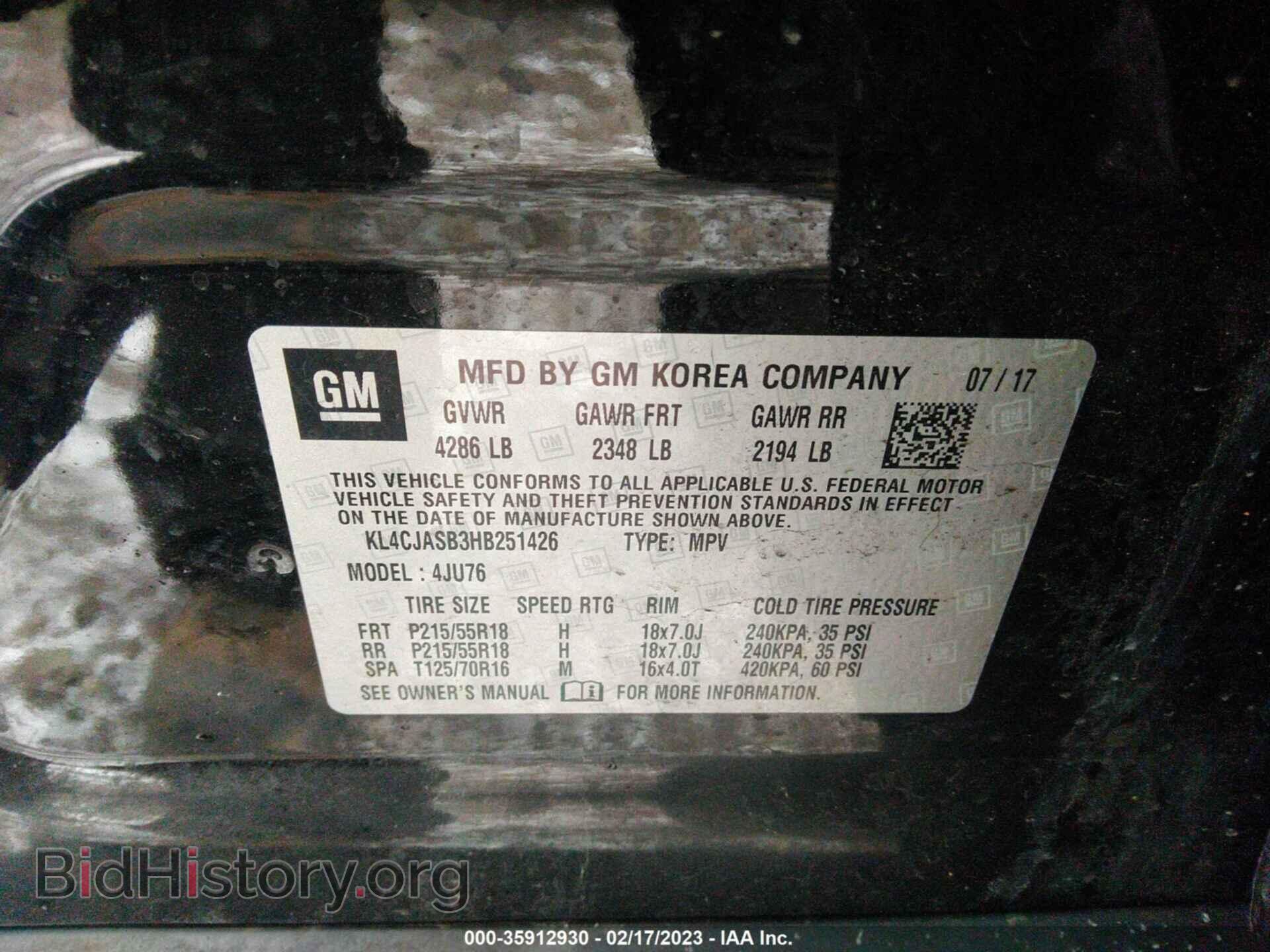 2017 BUICK ENCORE - VIN: KL4CJASB3HB251426 - Photo 9