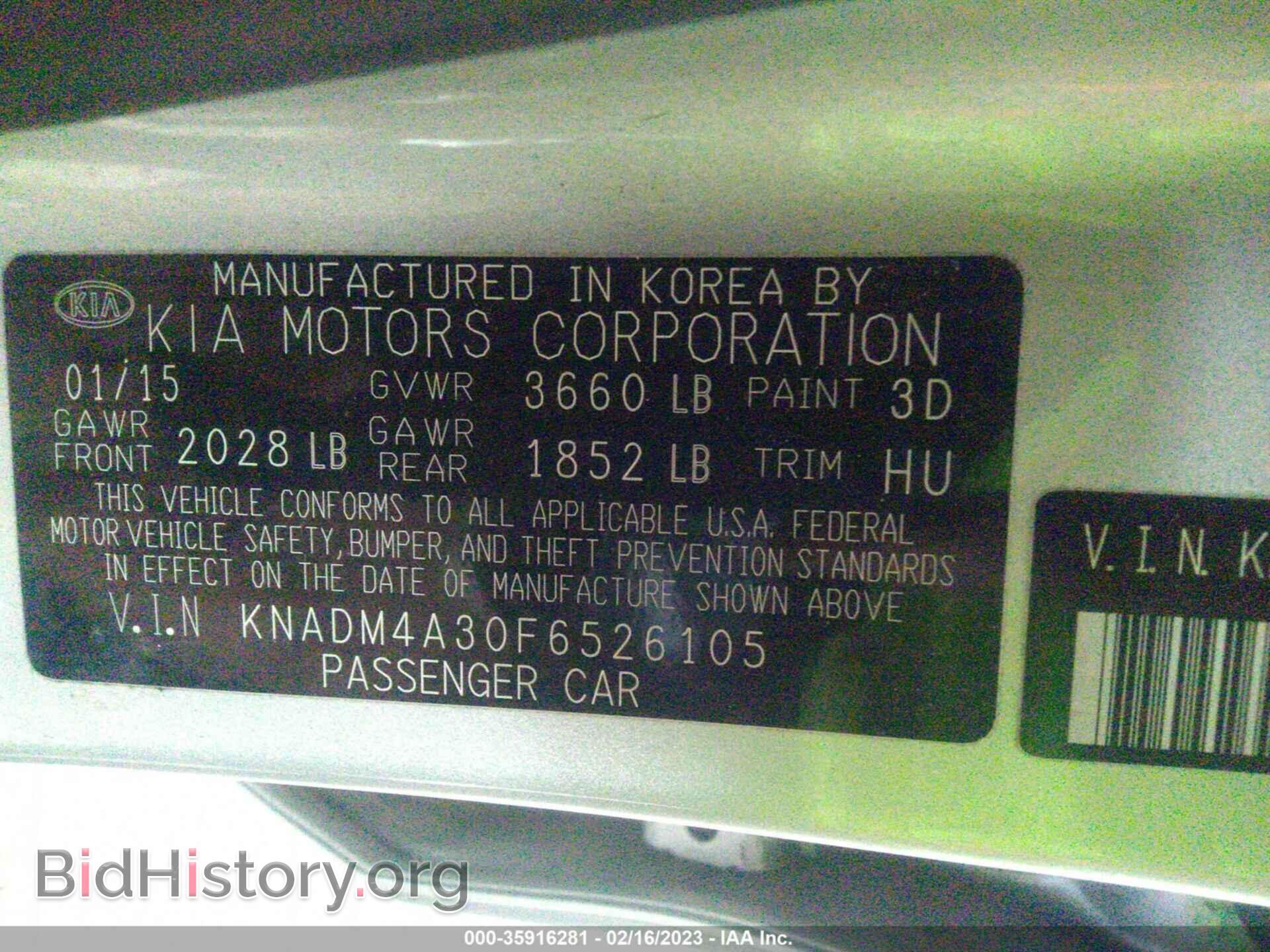 2015 KIA RIO - VIN: KNADM4A30F6526105 - Фото 9