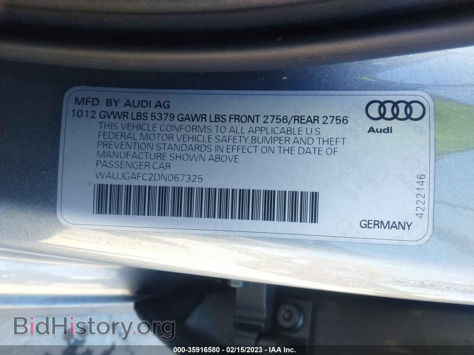 2013 AUDI A6 - VIN: WAUJGAFC2DN067325 - Фото 9