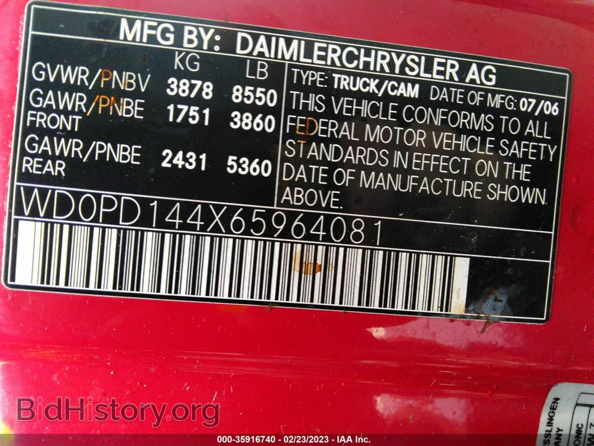 2006 DODGE SPRINTER - VIN: WD0PD144X65964081 - Photo 9