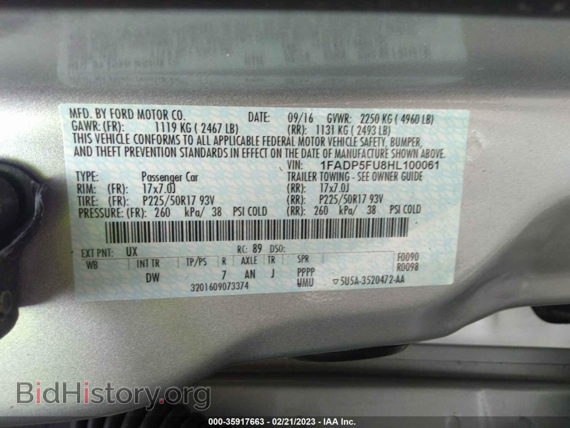 2017 FORD C-MAX ENERGI - VIN: 1FADP5FU8HL100061 - Фото 9