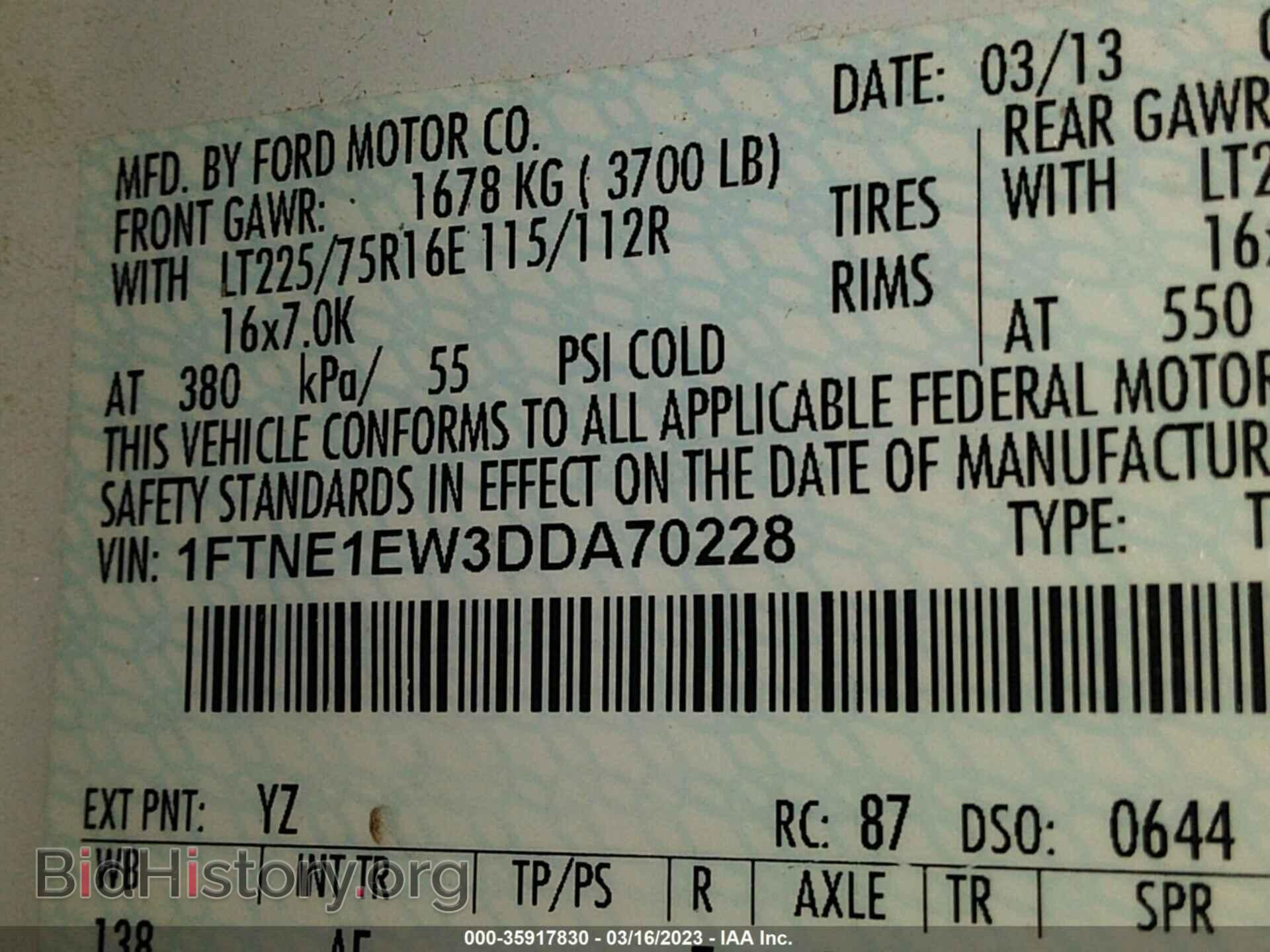 2013 FORD ECONOLINE CARGO VAN - VIN: 1FTNE1EW3DDA70228 - Фото 9
