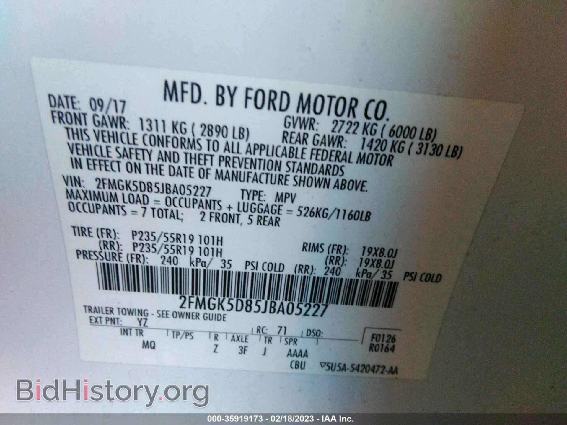 2018 FORD FLEX - VIN: 2FMGK5D85JBA05227 - Photo 9