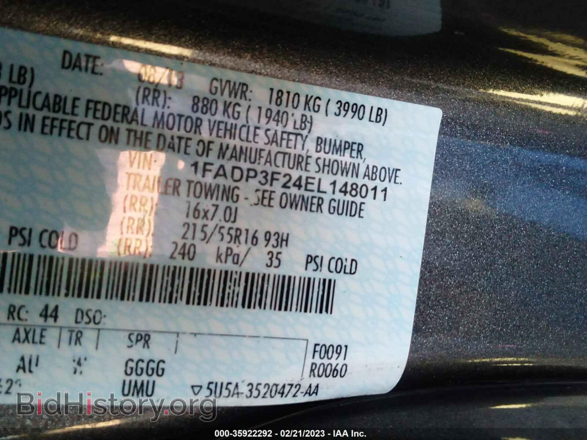 2014 FORD FOCUS - VIN: 1FADP3F24EL148011 - Фото 9