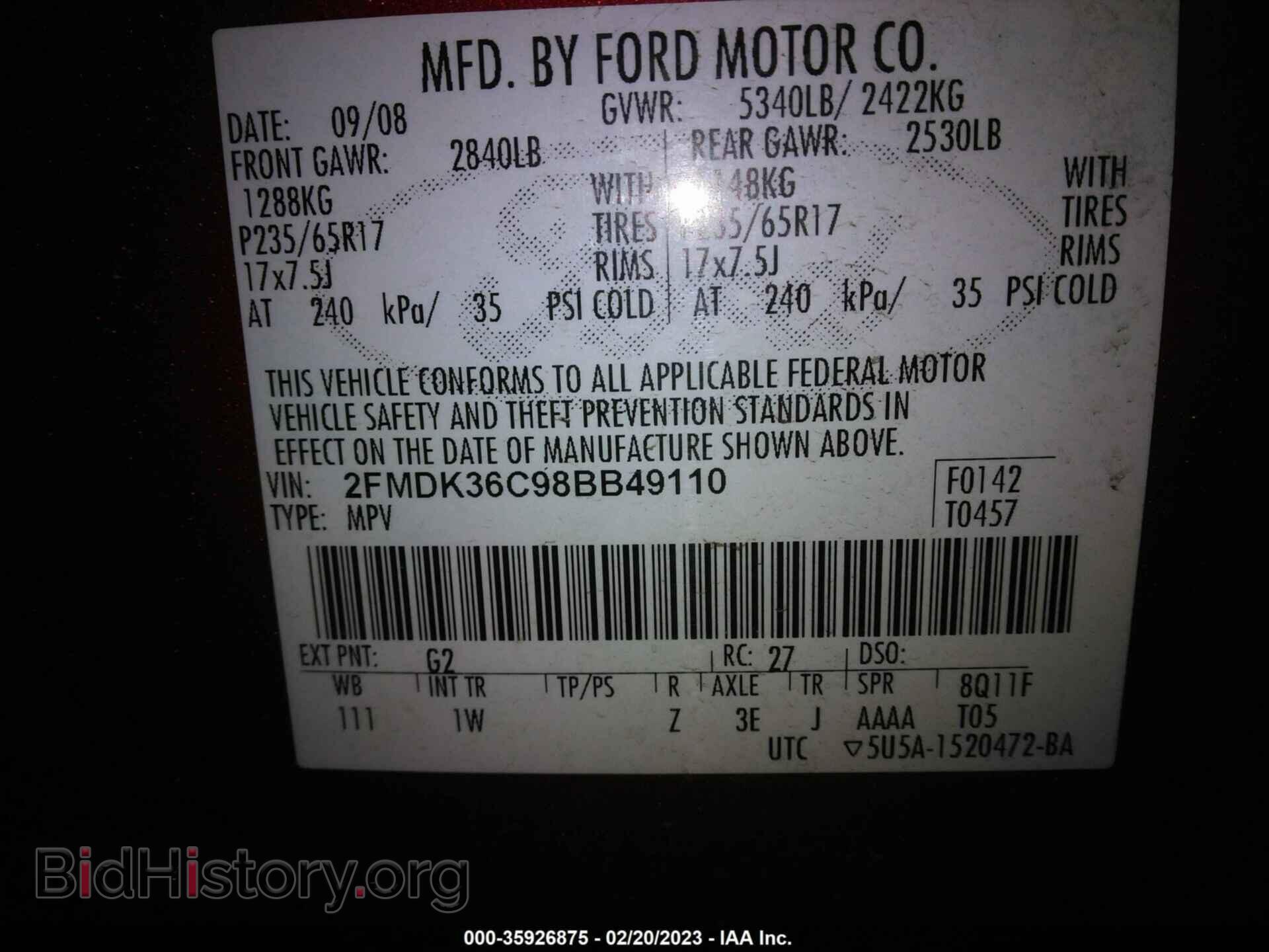 2008 FORD EDGE - VIN: 2FMDK36C98BB49110 - Photo 9