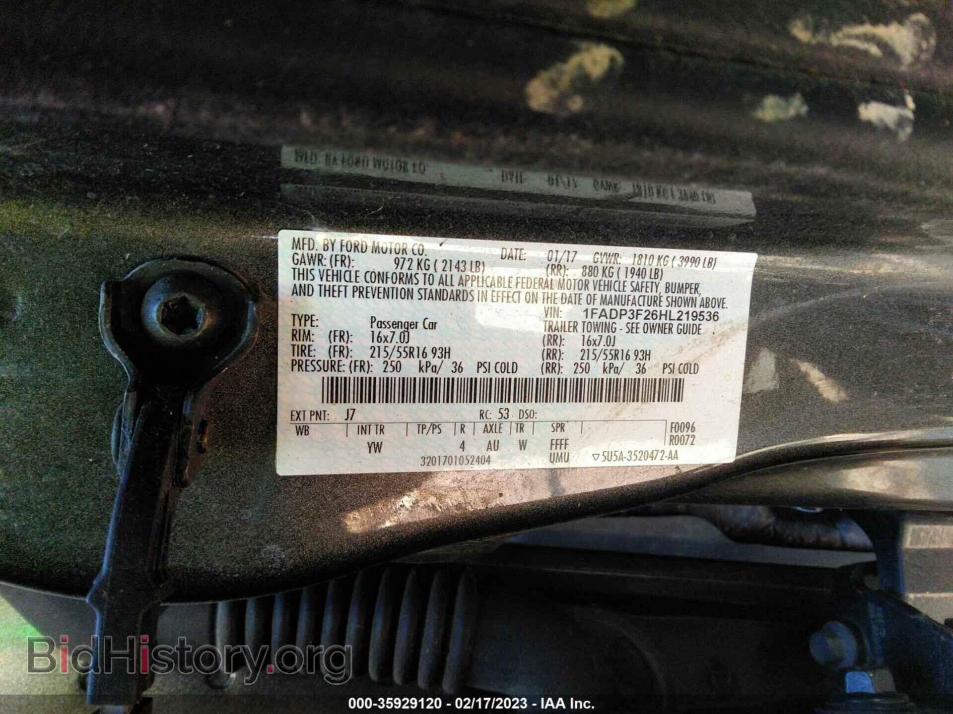 2017 FORD FOCUS - VIN: 1FADP3F26HL219536 - Фото 9