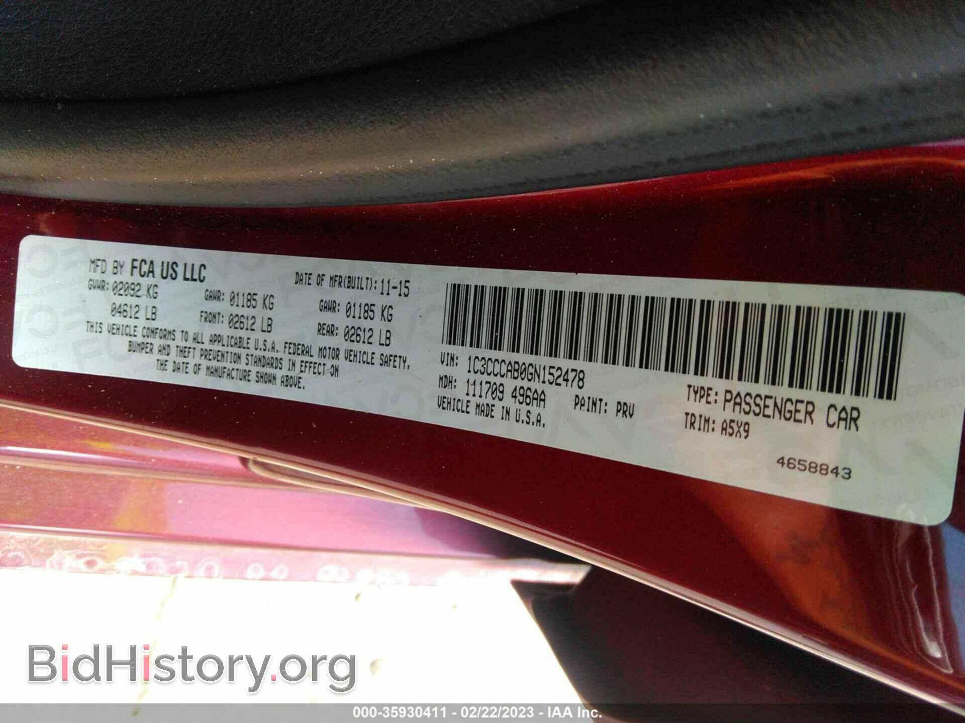 2016 CHRYSLER 200 - VIN: 1C3CCCAB0GN152478 - Фото 9