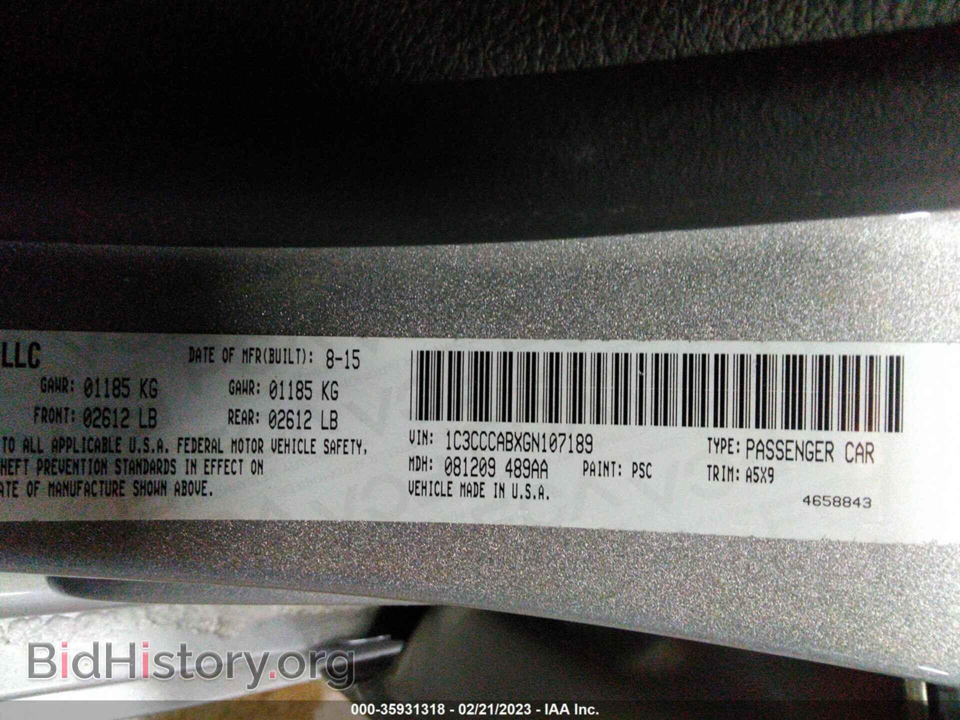 2016 CHRYSLER 200 - VIN: 1C3CCCABXGN107189 - Фото 9