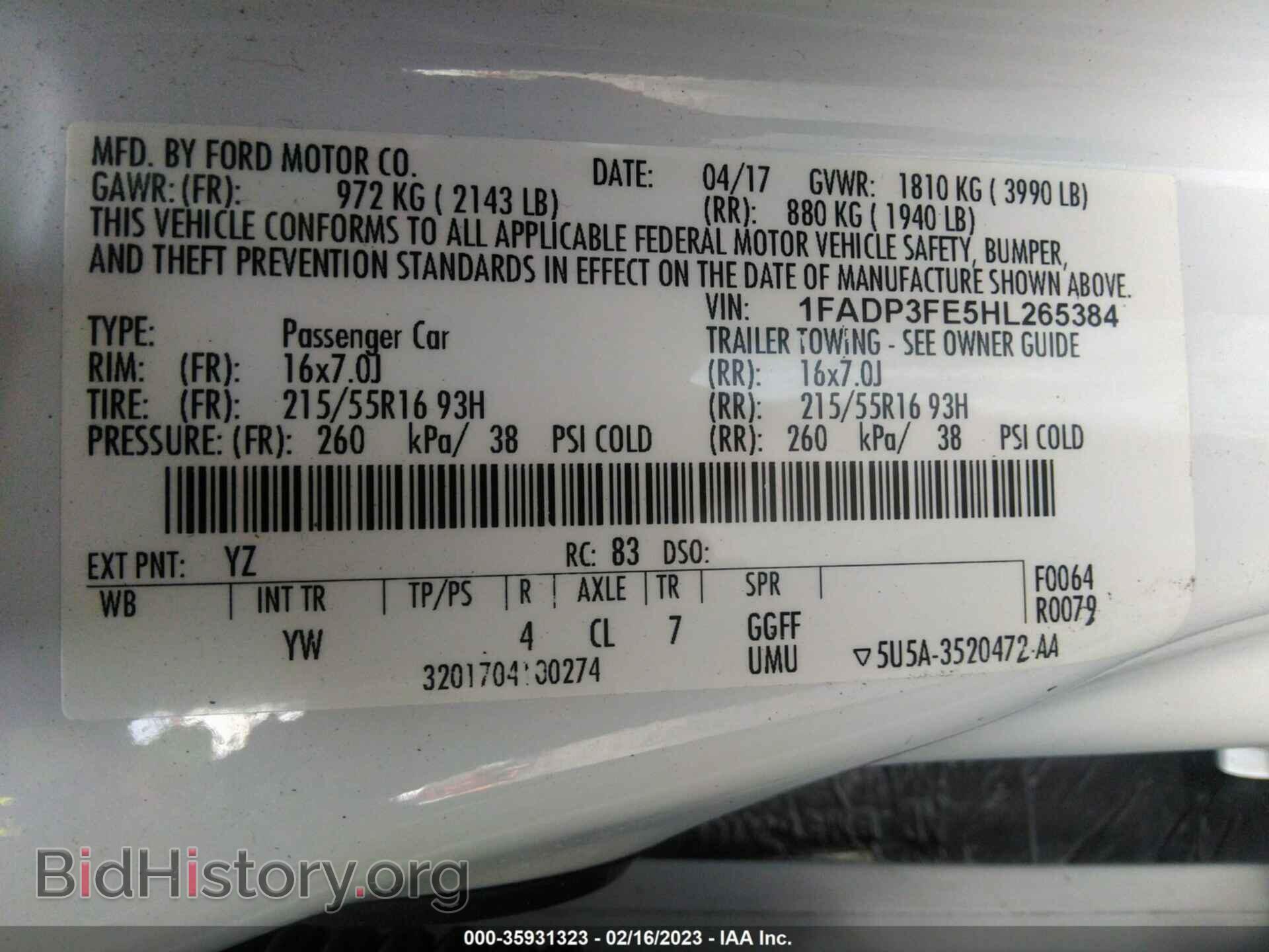 2017 FORD FOCUS - VIN: 1FADP3FE5HL265384 - Фото 9