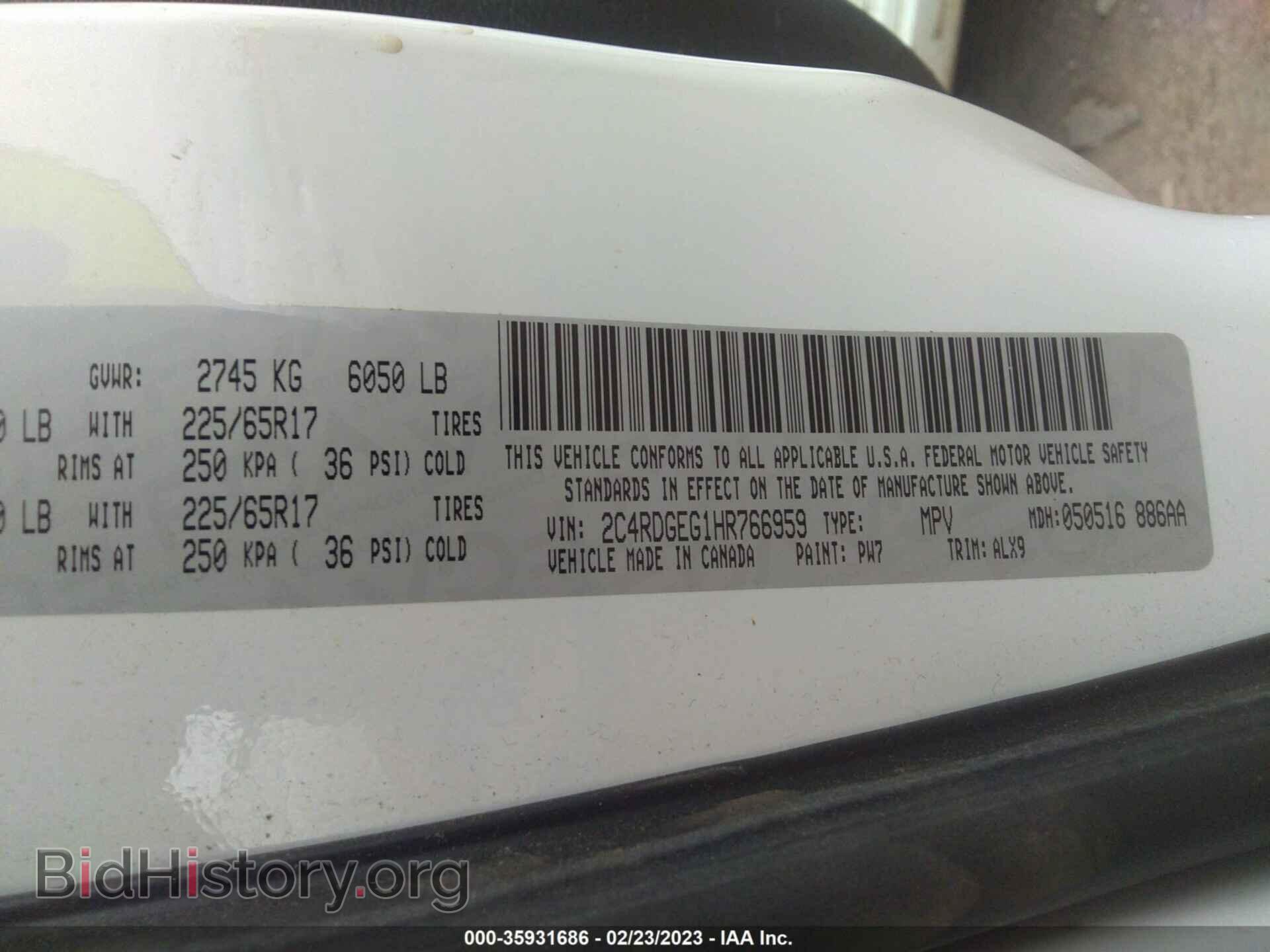 2017 DODGE GRAND CARAVAN - VIN: 2C4RDGEG1HR766959 - Фото 9