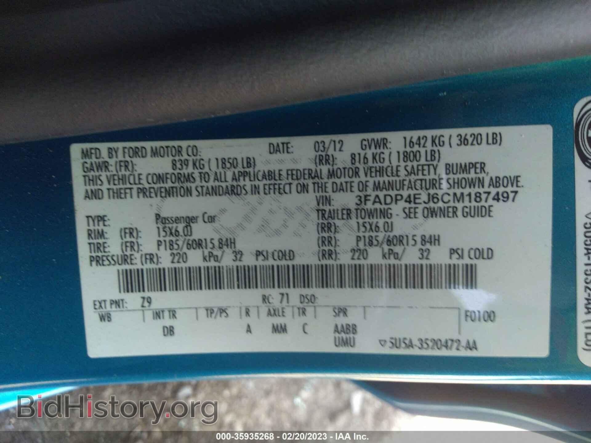 2012 FORD FIESTA - VIN: 3FADP4EJ6CM187497 - Фото 9