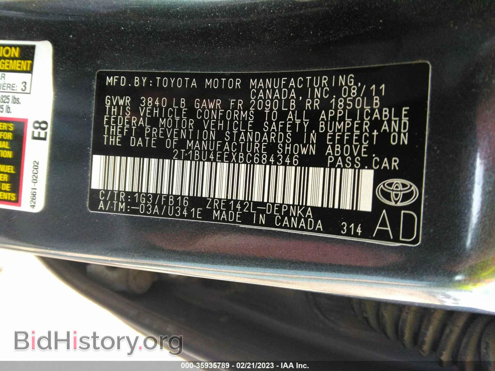 2011 TOYOTA COROLLA - VIN: 2T1BU4EEXBC684346 - Фото 9