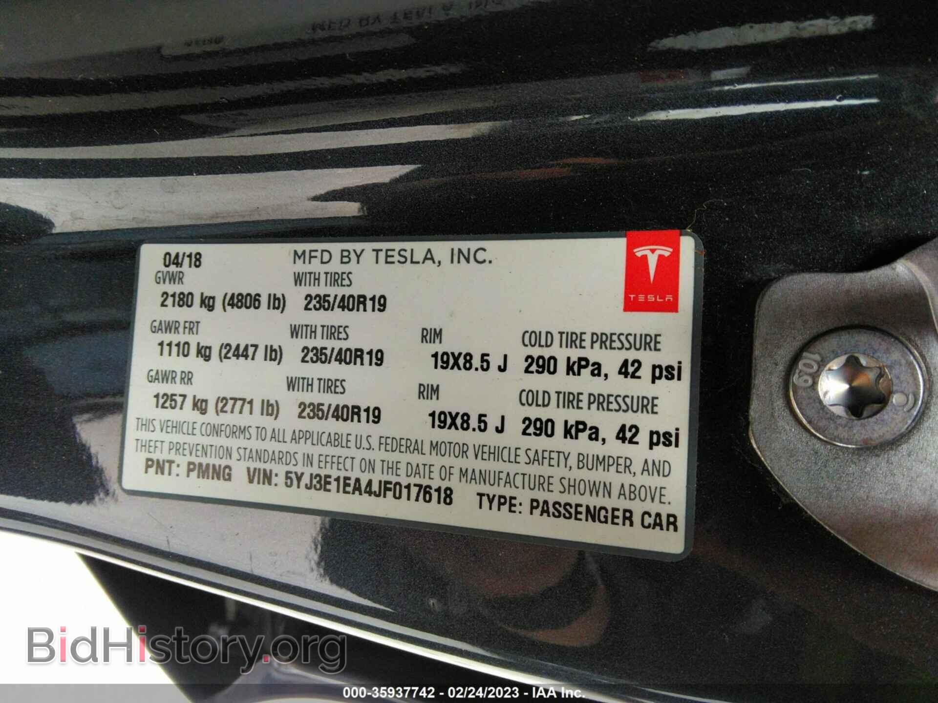 2018 TESLA MODEL 3 - VIN: 5YJ3E1EA4JF017618 - Photo 9