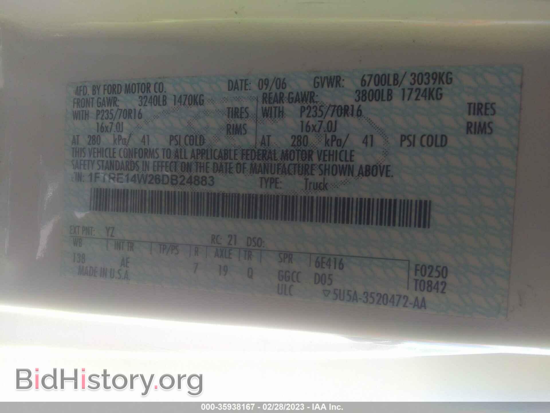 2006 FORD ECONOLINE CARGO VAN - VIN: 1FTRE14W26DB24883 - Фото 9