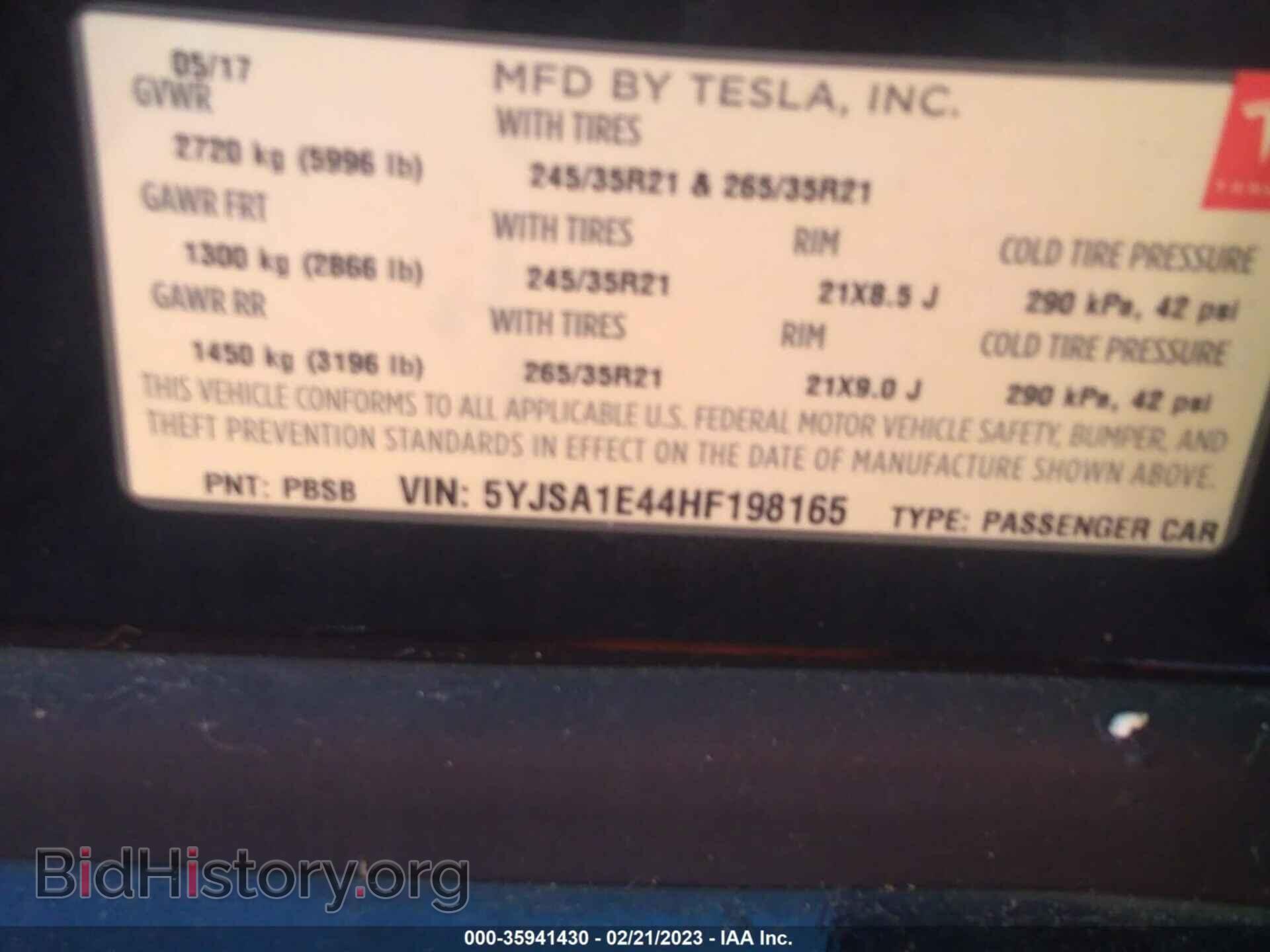 2017 TESLA MODEL S - VIN: 5YJSA1E44HF198165 - Photo 9