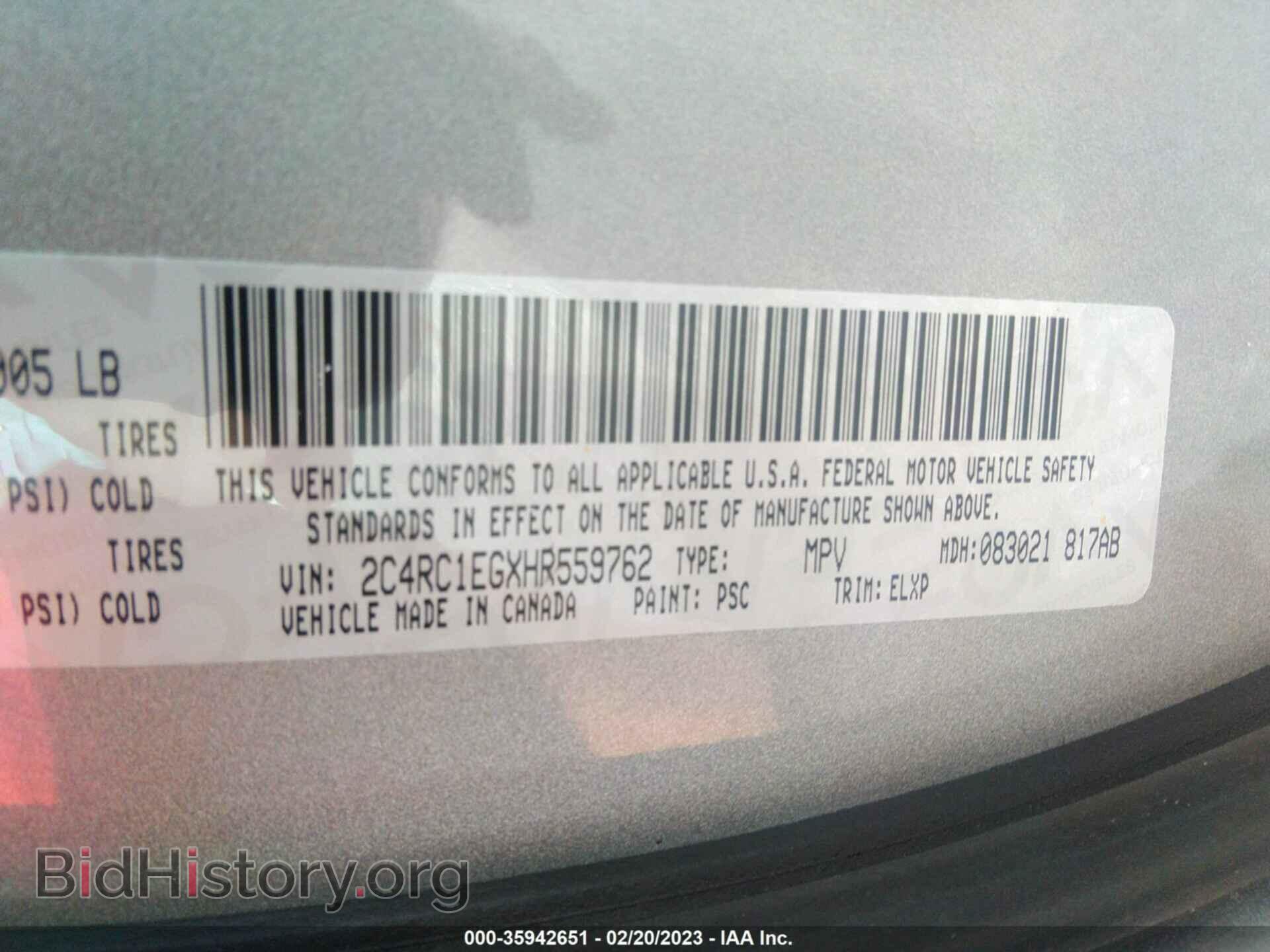 2017 CHRYSLER PACIFICA - VIN: 2C4RC1EGXHR559762 - Фото 9