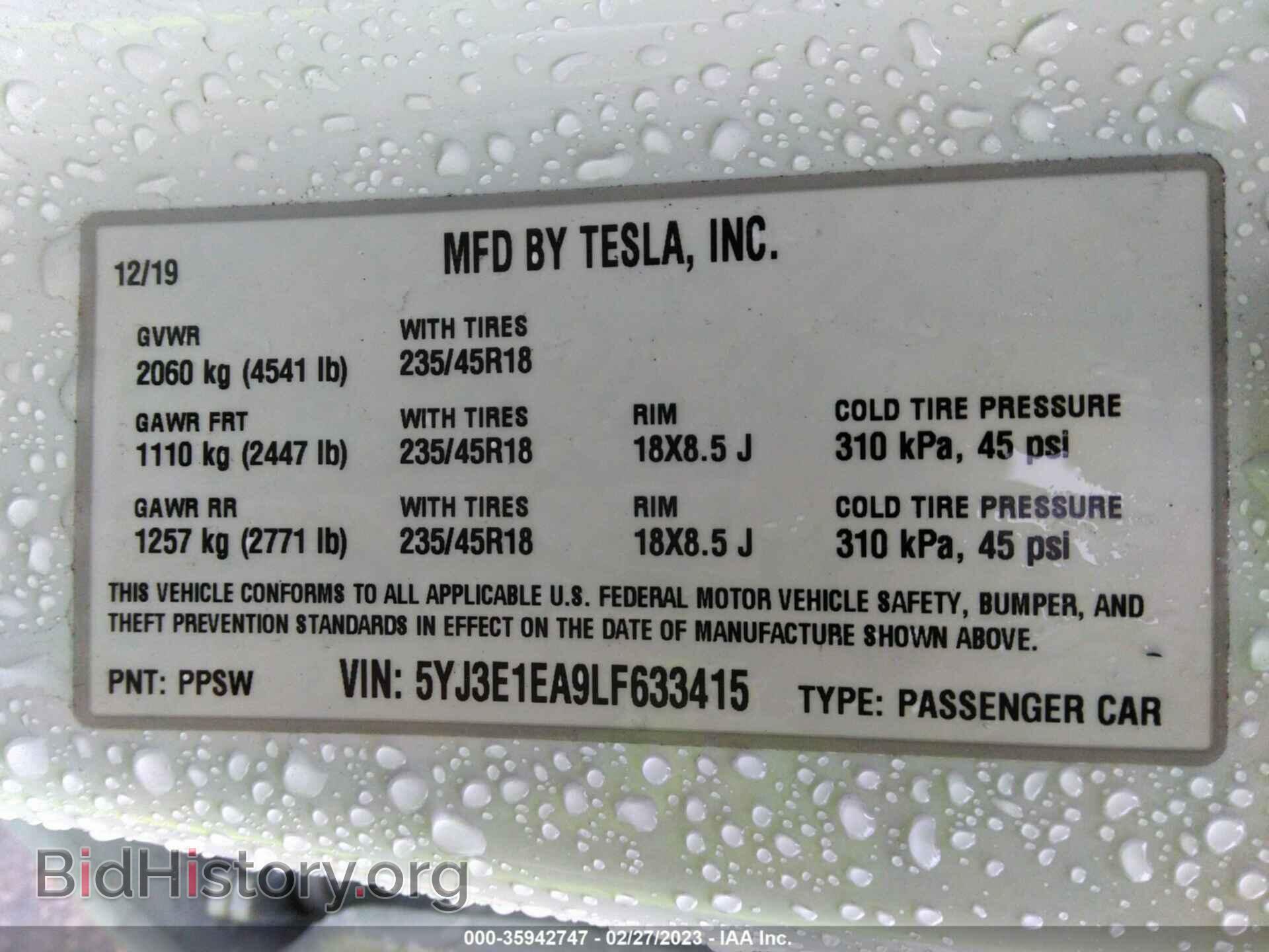2020 TESLA MODEL 3 - VIN: 5YJ3E1EA9LF633415 - Photo 9