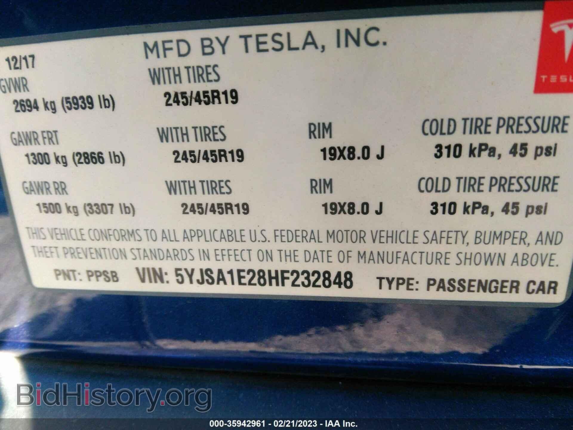 2017 TESLA MODEL S - VIN: 5YJSA1E28HF232848 - Photo 9