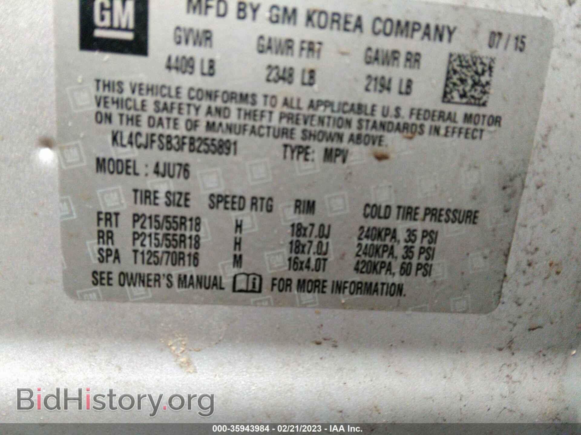 2015 BUICK ENCORE - VIN: KL4CJFSB3FB255891 - Photo 9