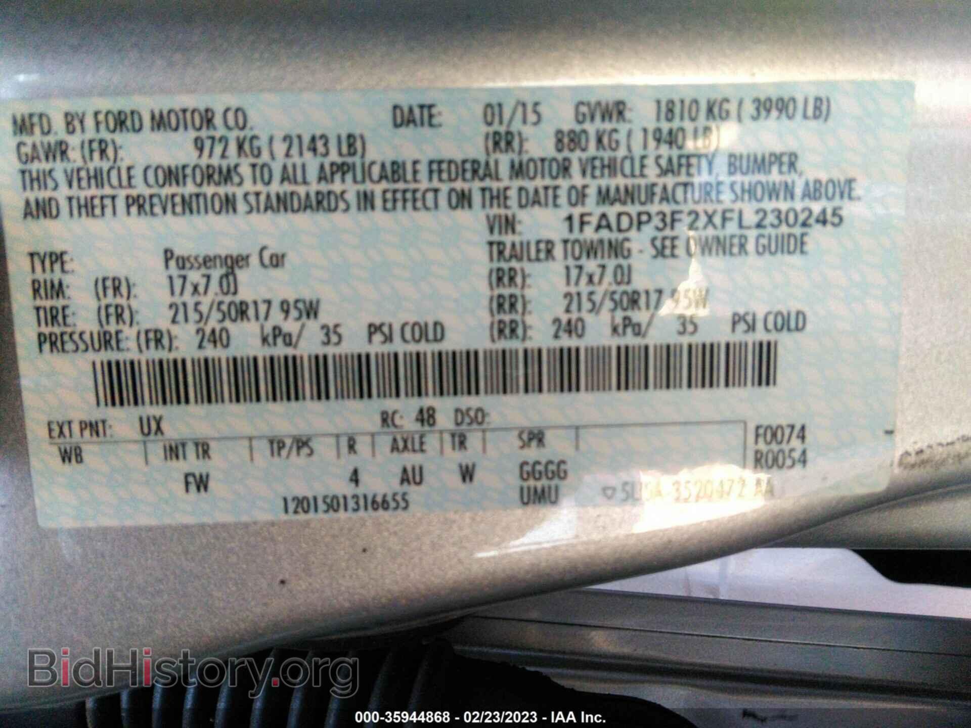 2015 FORD FOCUS - VIN: 1FADP3F2XFL230245 - Фото 9