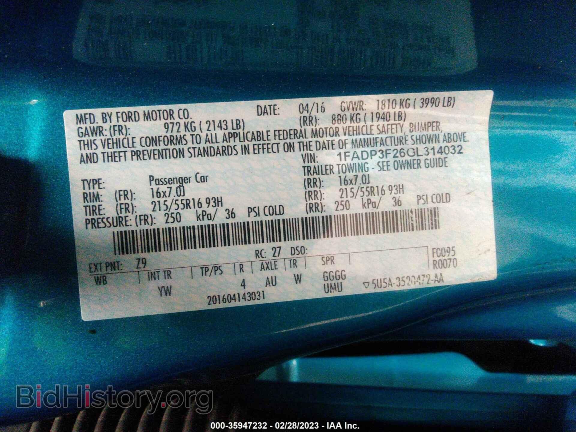 2016 FORD FOCUS - VIN: 1FADP3F26GL314032 - Фото 9