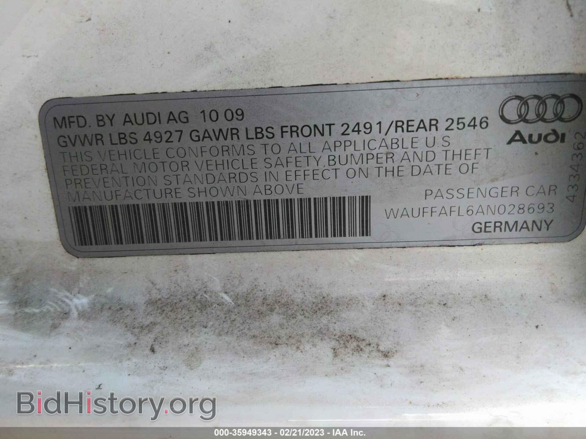 2010 AUDI A4 - VIN: WAUFFAFL6AN028693 - Фото 9