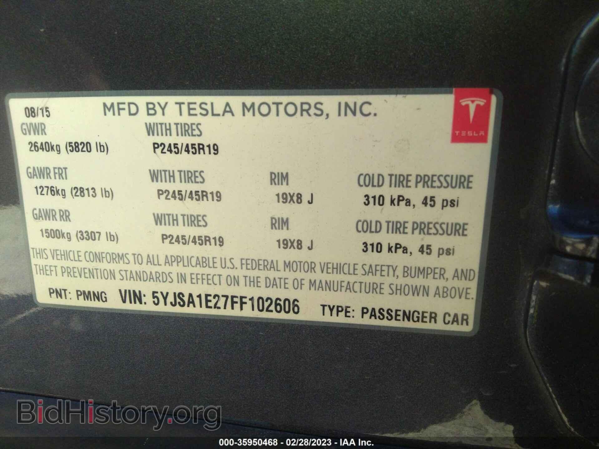 2015 TESLA MODEL S - VIN: 5YJSA1E27FF102606 - Photo 9