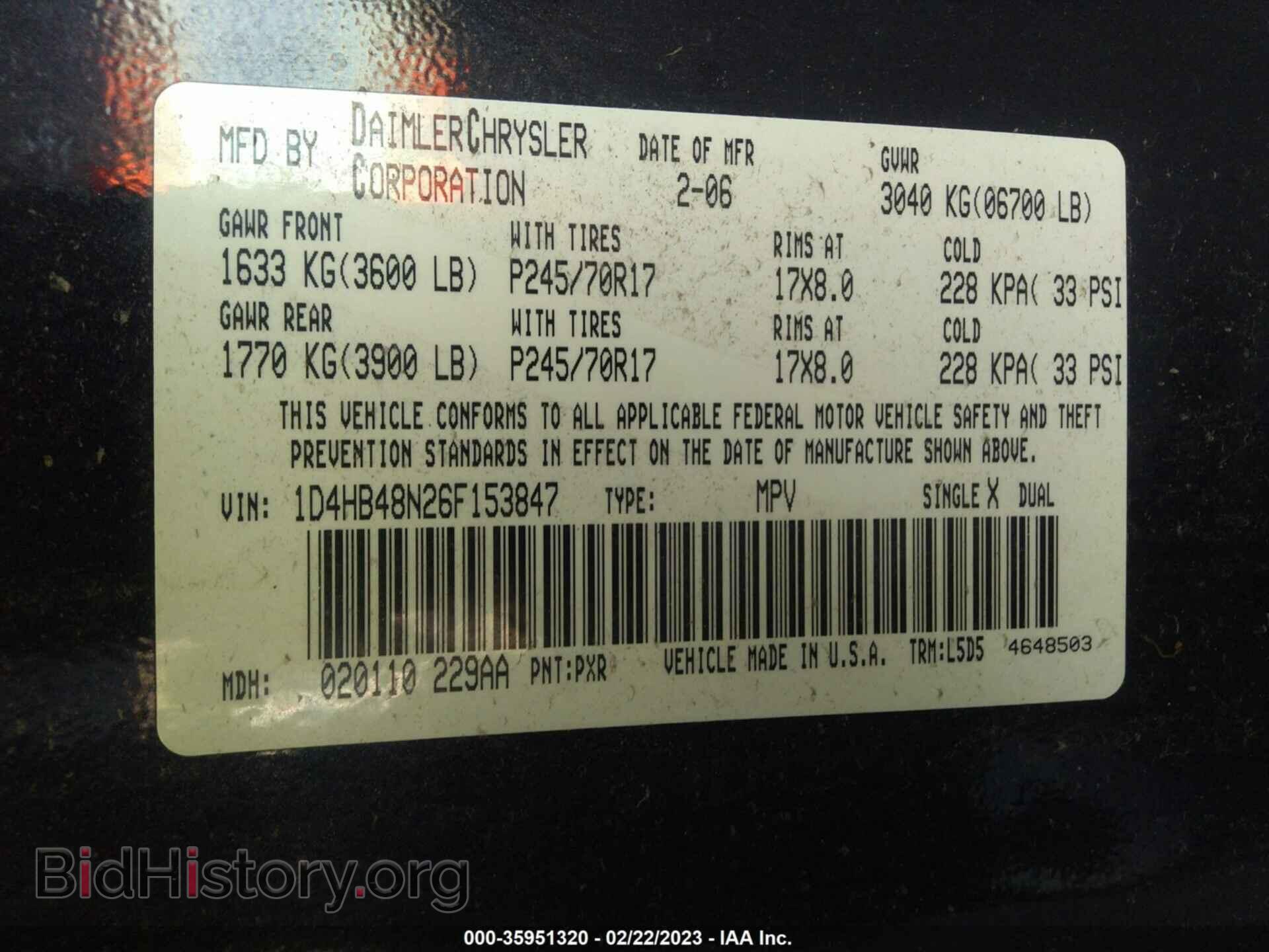2006 DODGE DURANGO - VIN: 1D4HB48N26F153847 - Фото 9