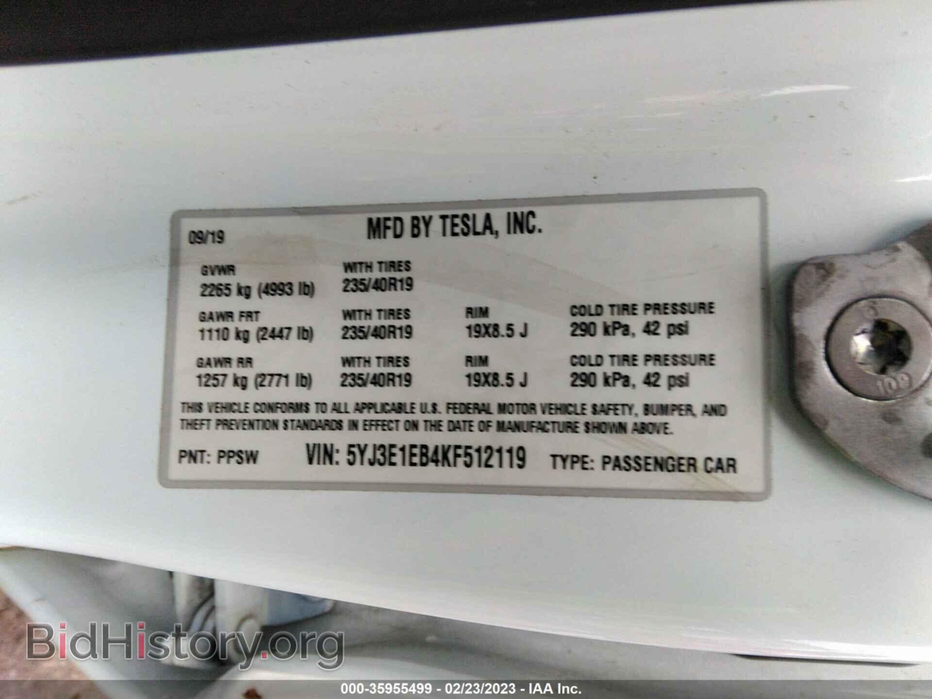 2019 TESLA MODEL 3 - VIN: 5YJ3E1EB4KF512119 - Photo 9