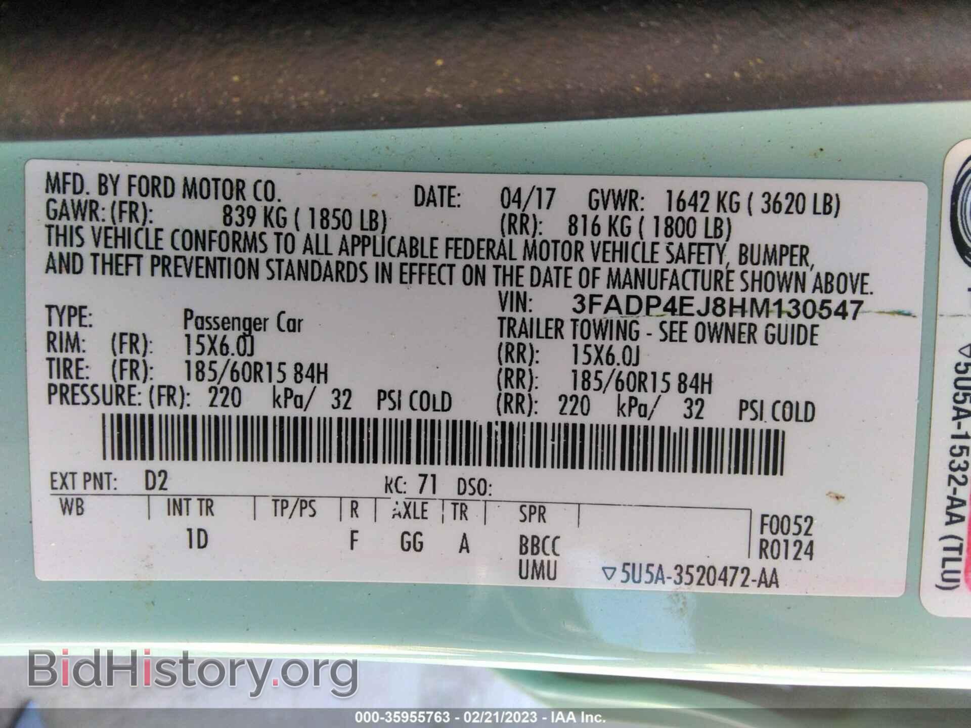 2017 FORD FIESTA - VIN: 3FADP4EJ8HM130547 - Фото 9