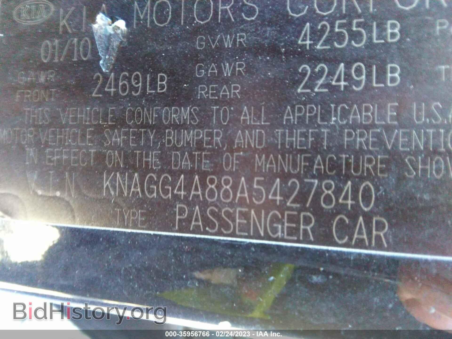 2010 KIA OPTIMA - VIN: KNAGG4A88A5427840 - Фото 9