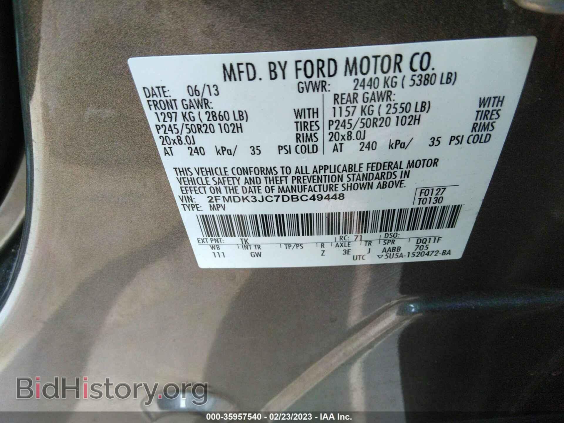 2013 FORD EDGE - VIN: 2FMDK3JC7DBC49448 - Photo 9