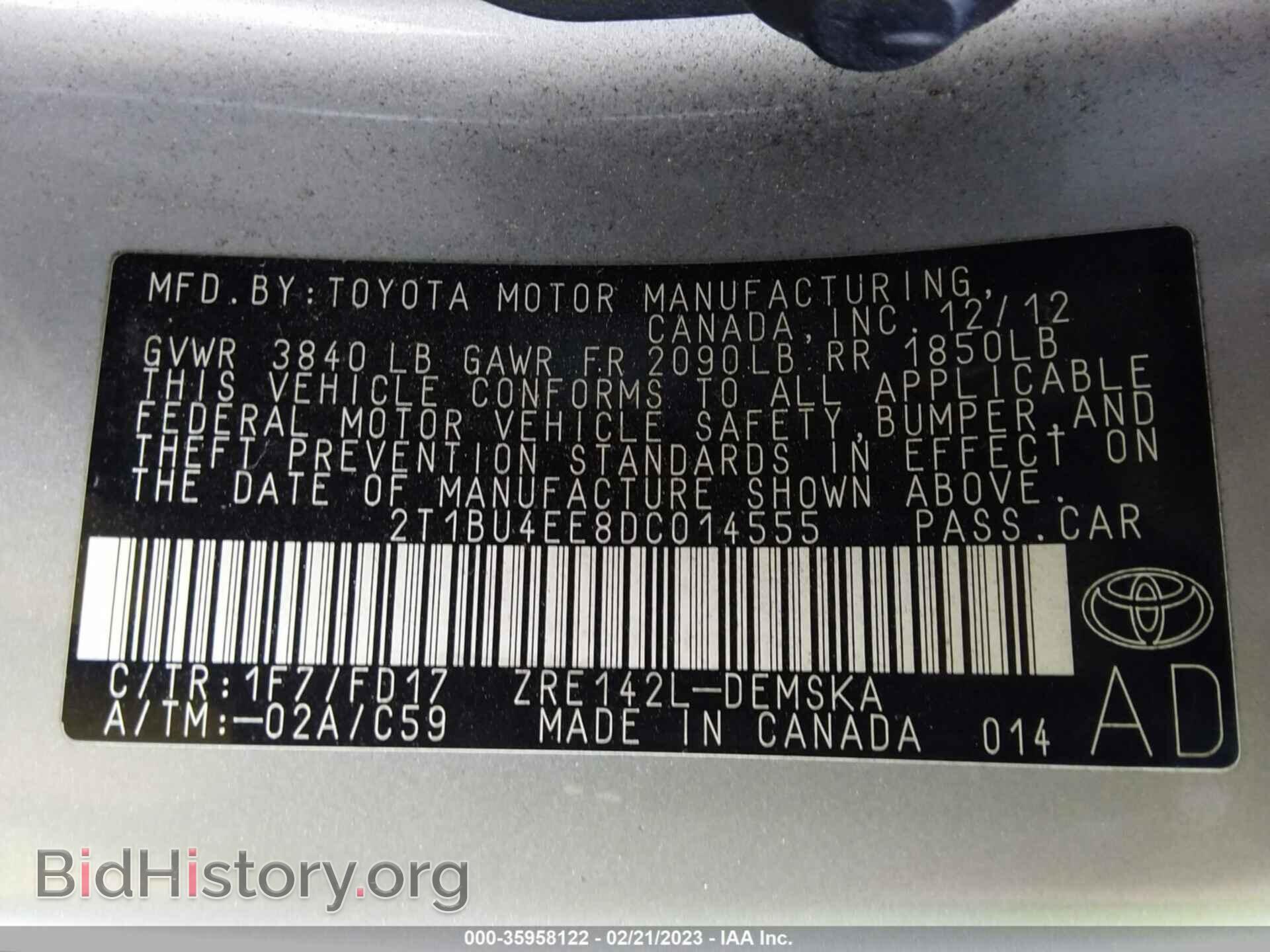 2013 TOYOTA COROLLA - VIN: 2T1BU4EE8DC014555 - Фото 9