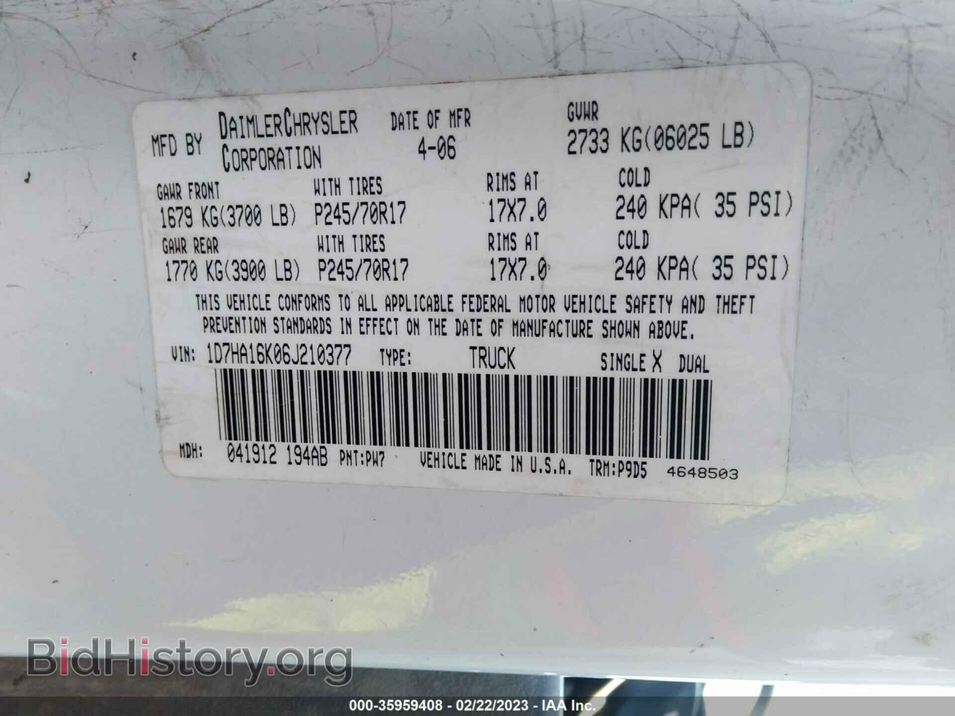 2006 DODGE RAM 1500 - VIN: 1D7HA16K06J210377 - Фото 9